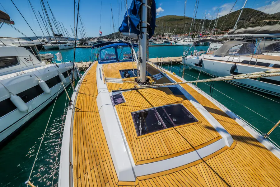 Whistler's foredeck with the Croatian archipelago beyond